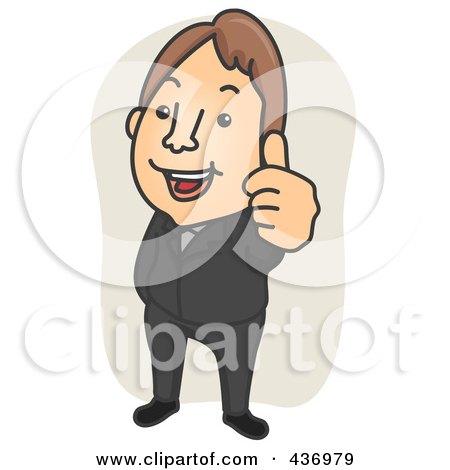 Royalty-Free (RF) Clipart Illustration of a Businessman Gesturing Ok Over Tan by BNP Design Studio