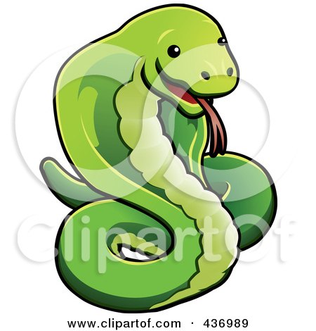 Royalty-Free (RF) Clipart Illustration of a Green Cobra Snake by AtStockIllustration