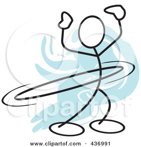 Royalty-Free (RF) Clipart Illustration of a Stickler Stick Person Using A Hula Hoop - 5 by Johnny Sajem