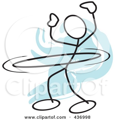 Royalty-Free (RF) Clipart Illustration of a Stickler Stick Person Using A Hula Hoop - 4 by Johnny Sajem
