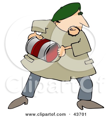 Clipart Illustration of a Male Artist Creating An Abstract Piece By Throwing Cans Of Paint by djart
