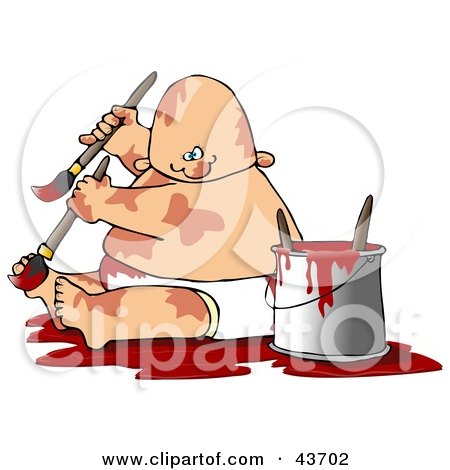 Clipart Illustration of a Baby Artist Covered In Splatters Of Wet Paint by djart