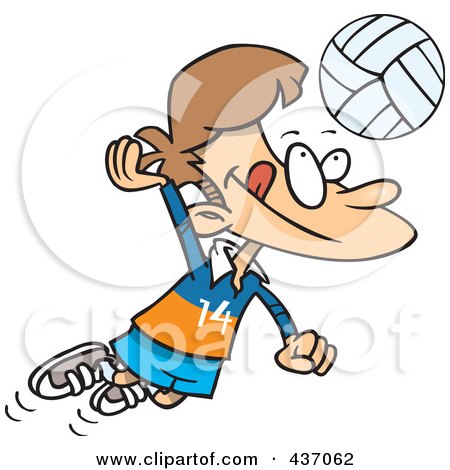 Royalty-Free (RF) Clipart Illustration of a Cartoon Boy Hitting A Volleyball by toonaday