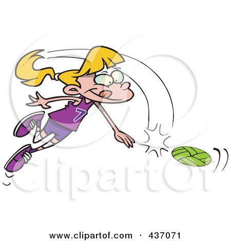 Royalty-Free (RF) Clipart Illustration of a Cartoon Girl Whacking A Volleyball by toonaday