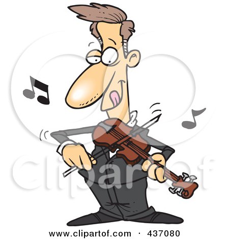 Royalty-Free (RF) Clipart Illustration of a Cartoon Man Standing And Playing A Violin by toonaday