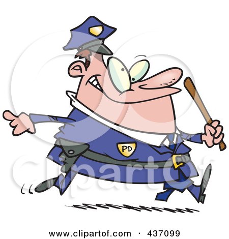 Royalty-Free (RF) Clipart Illustration of a Chubby Running Cop by toonaday