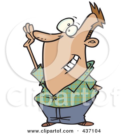 Royalty-Free (RF) Clipart Illustration of a Cartoon Man Raising His Hand To Volunteer by toonaday