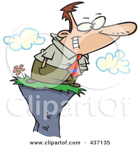 Royalty-Free (RF) Clipart Illustration of a  Business Man Enjoying A View On A High Cliff by toonaday