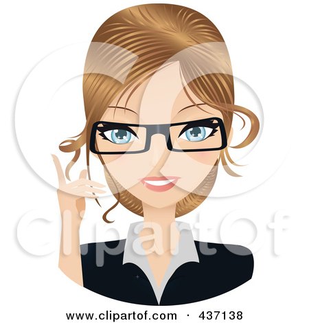 Royalty-Free (RF) Clipart Illustration of a Dirty Blond Female Secretary Pointing Upwards by Melisende Vector