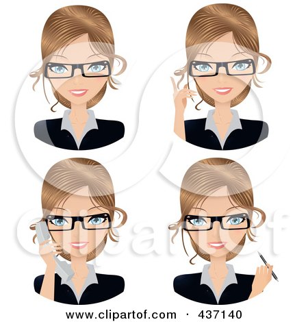 Royalty-Free (RF) Clipart Illustration of a Digital Collage Of Dirty Blond Female Secretary Faces by Melisende Vector