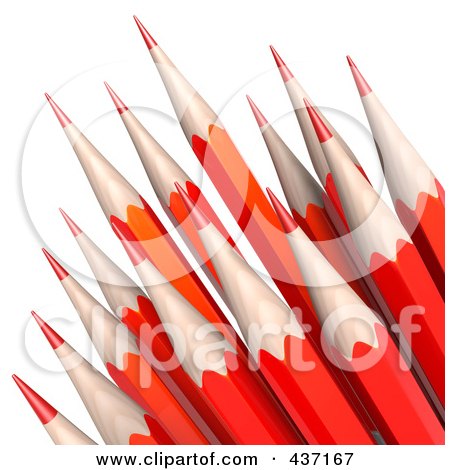 Royalty-Free (RF) Clipart Illustration of 3d Red Sharp Pencils Pointed Upwards by Tonis Pan