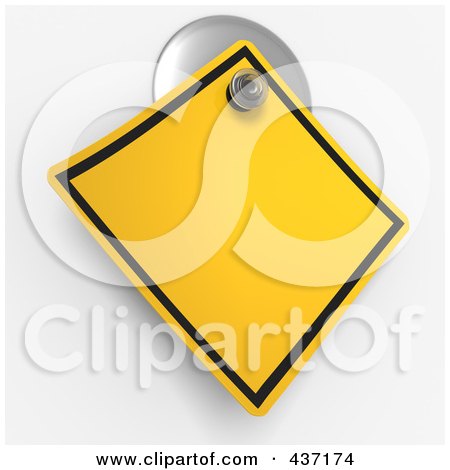 Royalty-Free (RF) Clipart Illustration of a 3d Blank Warning Sign On A Suction Cup by Tonis Pan