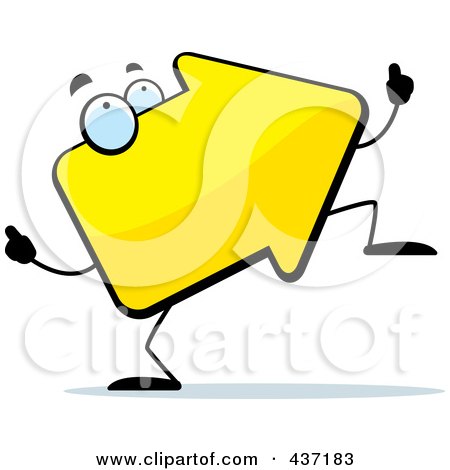 Royalty-Free (RF) Clipart Illustration of a Dancing Yellow Arrow by Cory Thoman