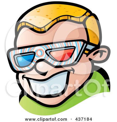 Royalty-Free (RF) Clipart Illustration of a Happy Blond Boy Wearing 3d Glasses by Cory Thoman
