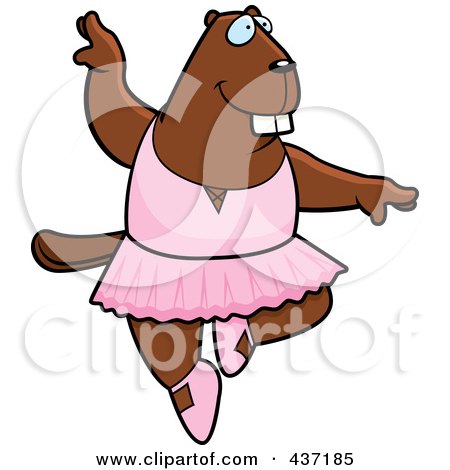 Royalty-Free (RF) Clipart Illustration of a Ballerina Beaver Dancing by Cory Thoman