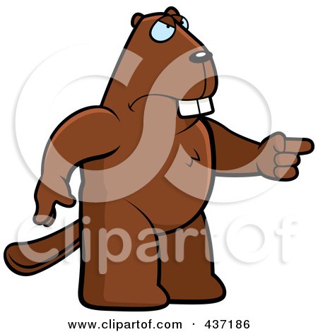 Royalty-Free (RF) Clipart Illustration of an Angry Beaver Standing And Pointing His Finger To The Right by Cory Thoman