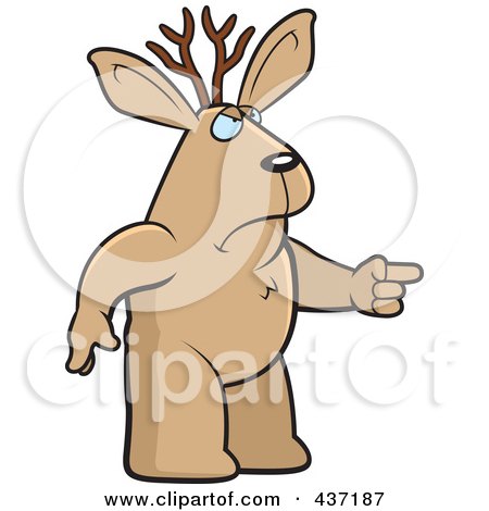 Royalty-Free (RF) Clipart Illustration of an Angry Jackalope Standing And Pointing His Finger To The Right by Cory Thoman