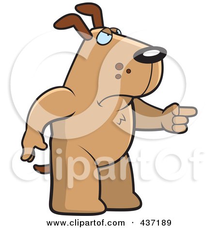 Royalty-Free (RF) Clipart Illustration of an Angry Dog Standing And Pointing His Finger To The Right by Cory Thoman