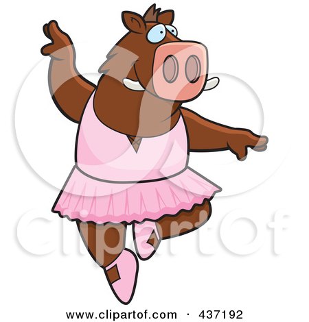 Royalty-Free (RF) Clipart Illustration of a Ballerina Boar Dancing by Cory Thoman