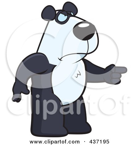 Royalty-Free (RF) Clipart Illustration of an Angry Panda Standing And Pointing His Finger To The Right by Cory Thoman