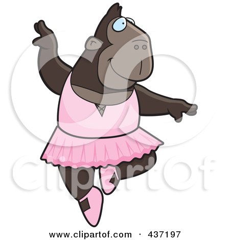 Royalty-Free (RF) Clipart Illustration of a Ballerina Ape Dancing by Cory Thoman