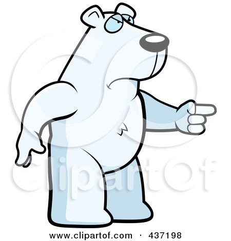 Royalty-Free (RF) Clipart Illustration of an Angry Polar Bear Standing And Pointing His Finger To The Right by Cory Thoman