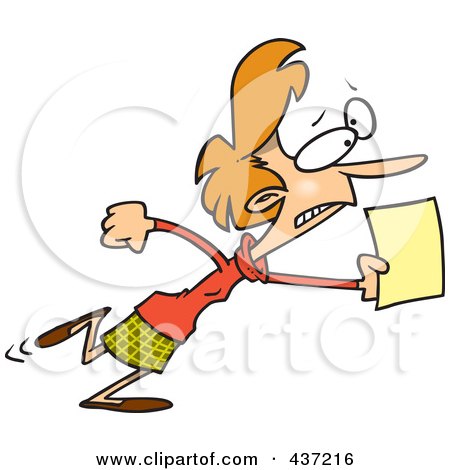 Royalty-Free (RF) Clipart Illustration of a Cartoon Woman Running With An Urgent Memo by toonaday