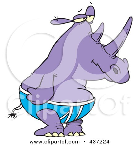 Royalty-Free (RF) Clipart Illustration of a Purple Rhino In Underwear by toonaday