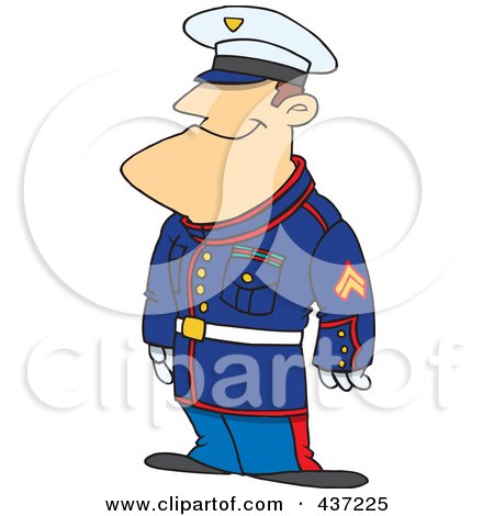 Royalty-Free (RF) Clipart Illustration of a Cartoon Man Standing Proud In Uniform by toonaday