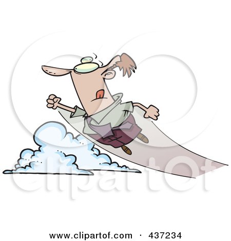 Royalty-Free (RF) Clipart Illustration of a Cartoon Businessman Shooting Up And Away by toonaday