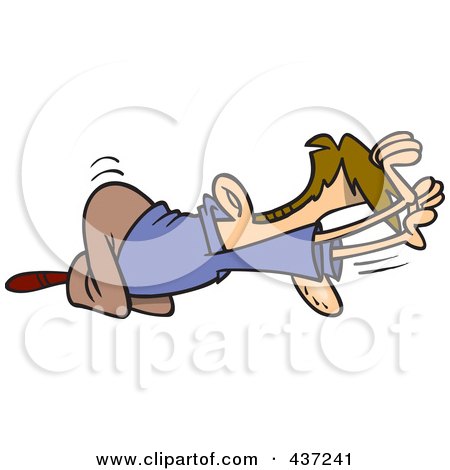Royalty-Free (RF) Clipart Illustration of a An Unworthy Cartoon Businessman Bowing by toonaday