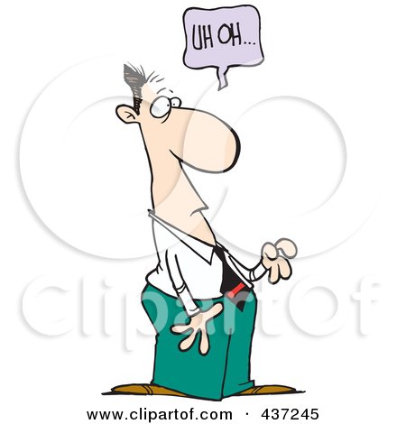 Royalty-Free (RF) Clipart Illustration of a Cartoon Businessman Realizing He Did Something Wrong by toonaday