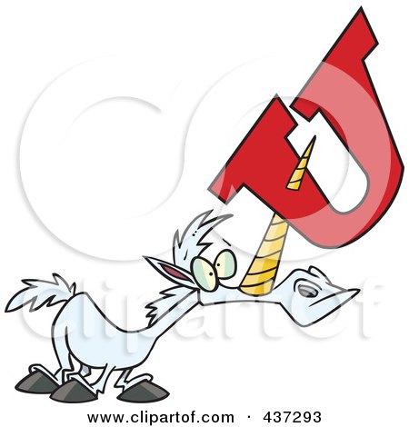 Royalty-Free (RF) Clipart Illustration of a Unicorn With A Letter U On His Horn by toonaday