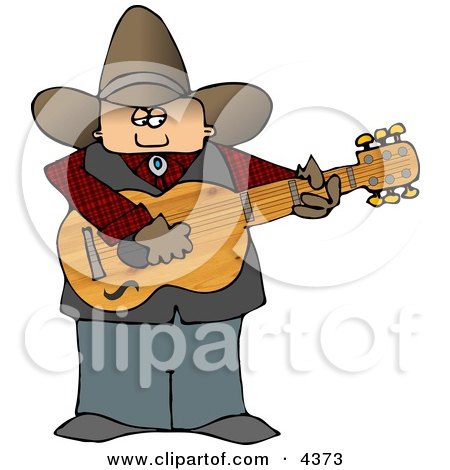 Country Cowboy Playing an Acoustic Guitar Clipart by djart