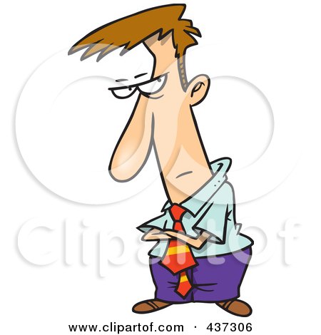 Royalty-Free (RF) Clip Art Illustration of an Unimpressed Cartoon Businessman With His Arms Folded by toonaday