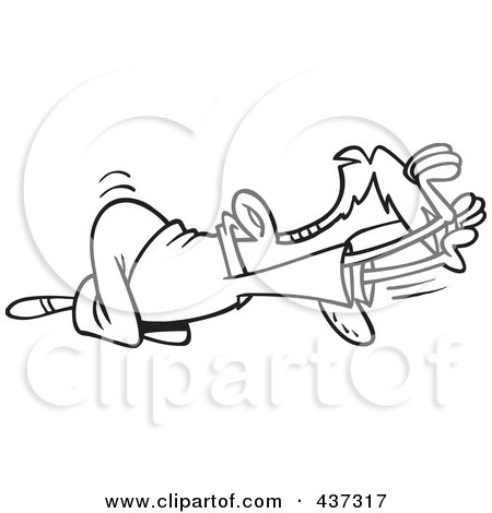 Royalty-Free (RF) Clipart Illustration of a Black And White Outline Design Of An Unworthy Businessman Bowing by toonaday