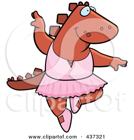Royalty-Free (RF) Clipart Illustration of a Ballerina Dinosaur Dancing by Cory Thoman