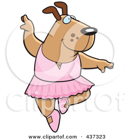 Royalty-Free (RF) Clipart Illustration of a Ballerina Dog Dancing by Cory Thoman