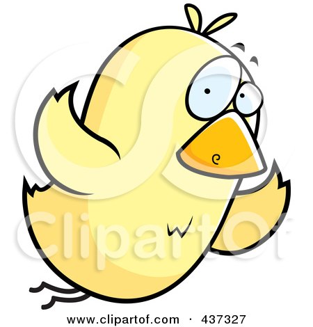 Royalty-Free (RF) Clipart Illustration of a Yellow Bird Flying by Cory Thoman