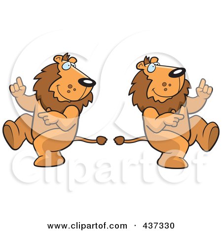 Royalty-Free (RF) Clipart Illustration of a Dancing Lion Couple by Cory Thoman