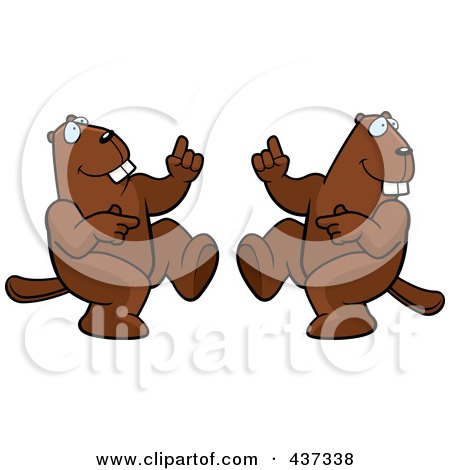 Royalty-Free (RF) Clipart Illustration of a Dancing Beaver Couple by Cory Thoman