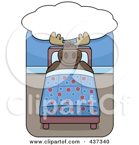 Royalty-Free (RF) Clipart Illustration of a Moose Dreaming And Sleeping In A Bed by Cory Thoman