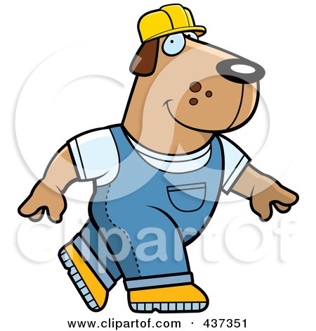 Royalty-Free (RF) Clipart Illustration of a Builder Dog Walking by Cory Thoman
