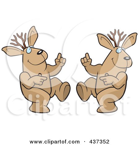 Royalty-Free (RF) Clipart Illustration of a Dancing Jackalope Couple by Cory Thoman