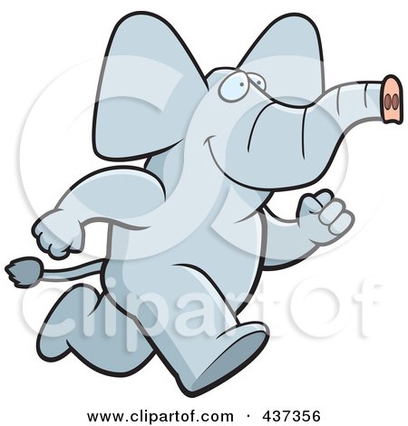 Royalty-Free (RF) Clipart Illustration of a Running Elephant by Cory Thoman