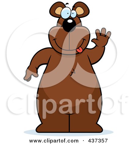 Royalty-Free (RF) Clipart Illustration of a Happy Bear Standing And Waving by Cory Thoman