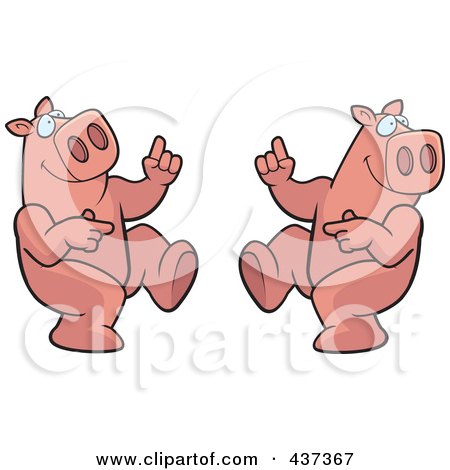 Royalty-Free (RF) Clipart Illustration of a Dancing Pig Couple by Cory Thoman