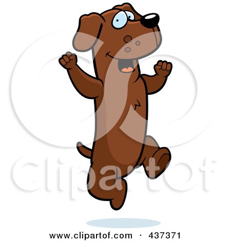 Royalty-Free (RF) Clipart Illustration of an Excited Dachshund Jumping by Cory Thoman