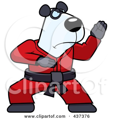 Royalty-Free (RF) Clipart Illustration of a Karate Panda With A Red Belt by Cory Thoman