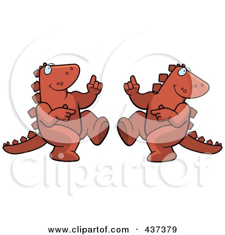 Royalty-Free (RF) Clipart Illustration of a Dancing Dinosaur Couple by Cory Thoman